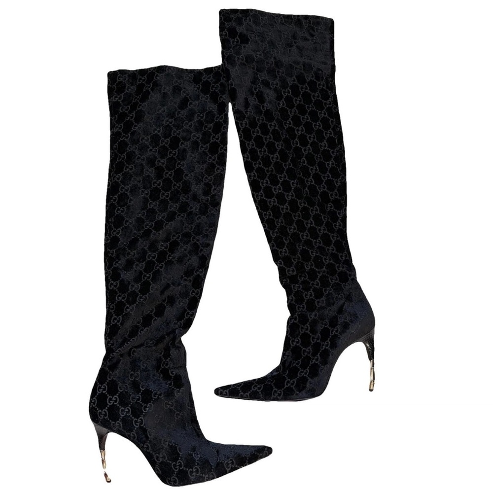Gucci Velvet GG Over-the-Knee Boots Sz. 37.5